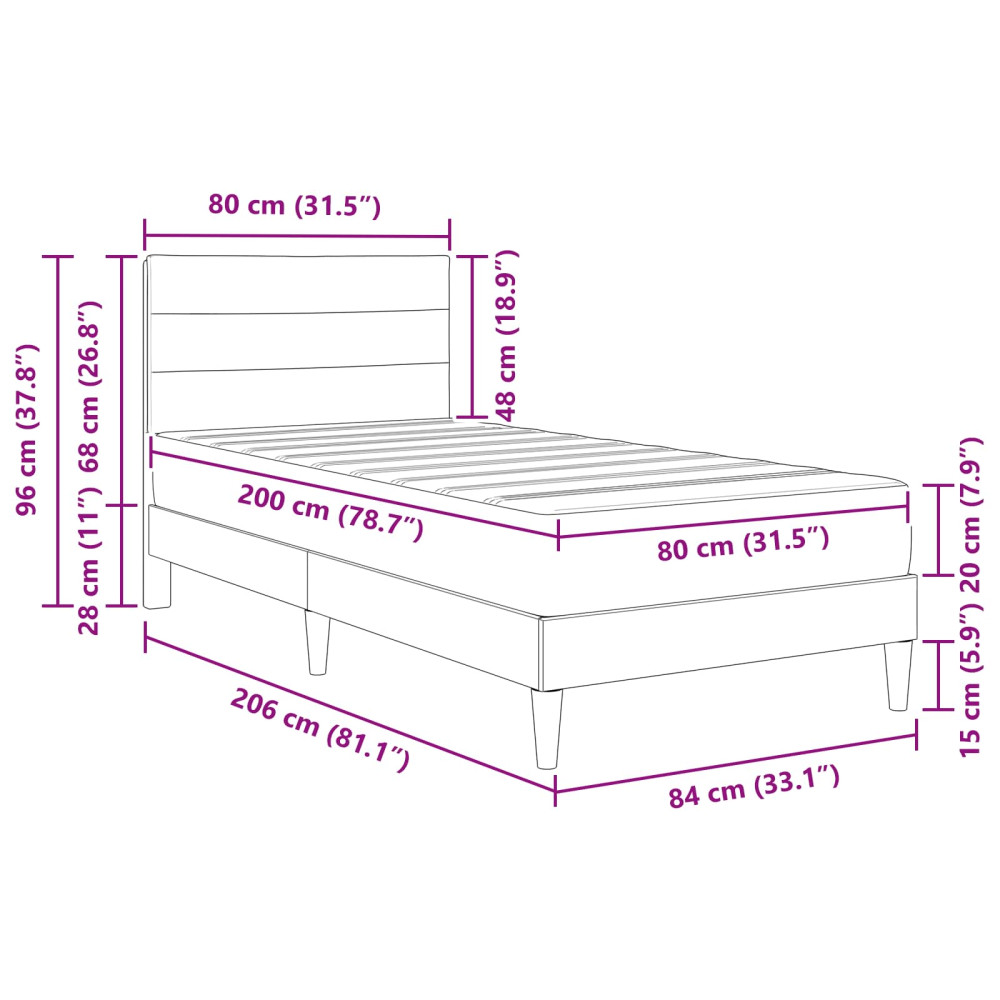 Produktbild för Sängram Mörkgrå 80 x 200 cm Polyester