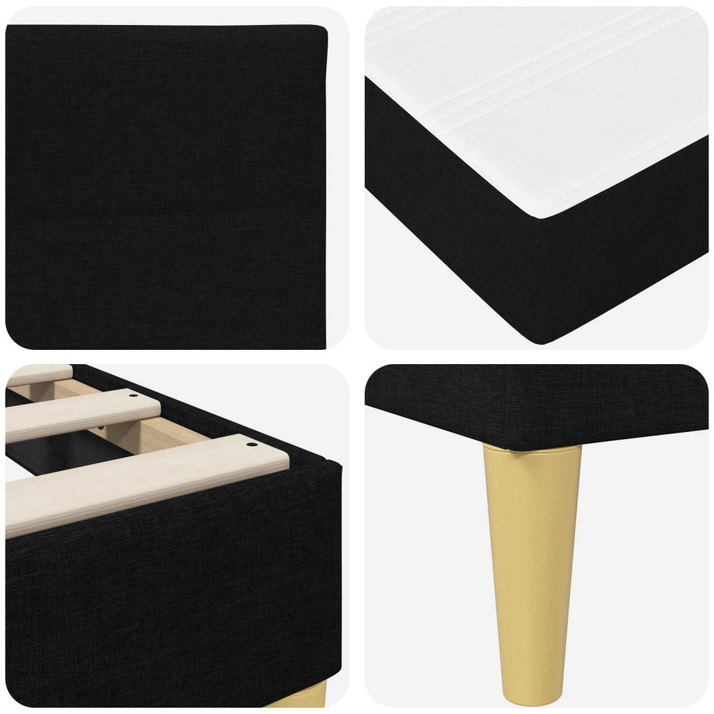 Produktbild för Sängram Svart 90 x 190 cm Polyester