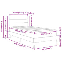 Produktbild för Sängram Ljusgrå 90 x 200 cm Polyester