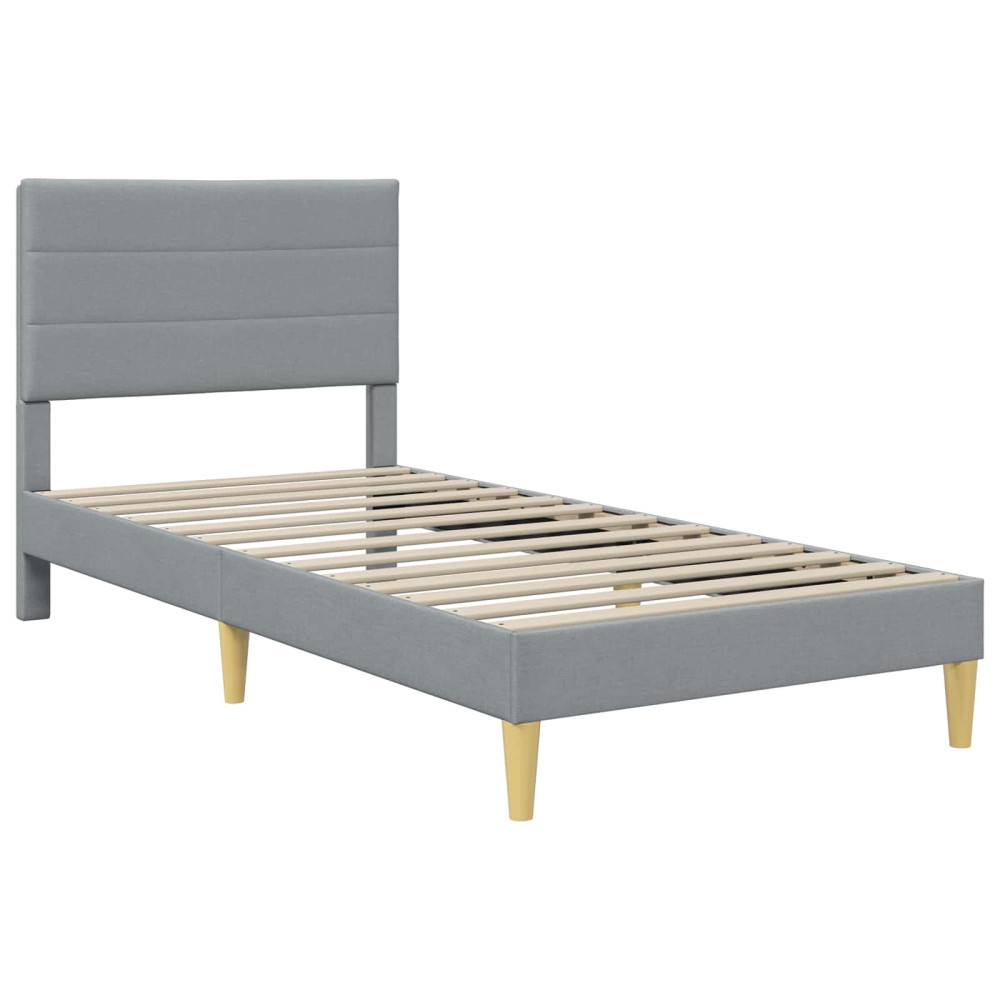 Produktbild för Sängram Ljusgrå 90 x 200 cm Polyester