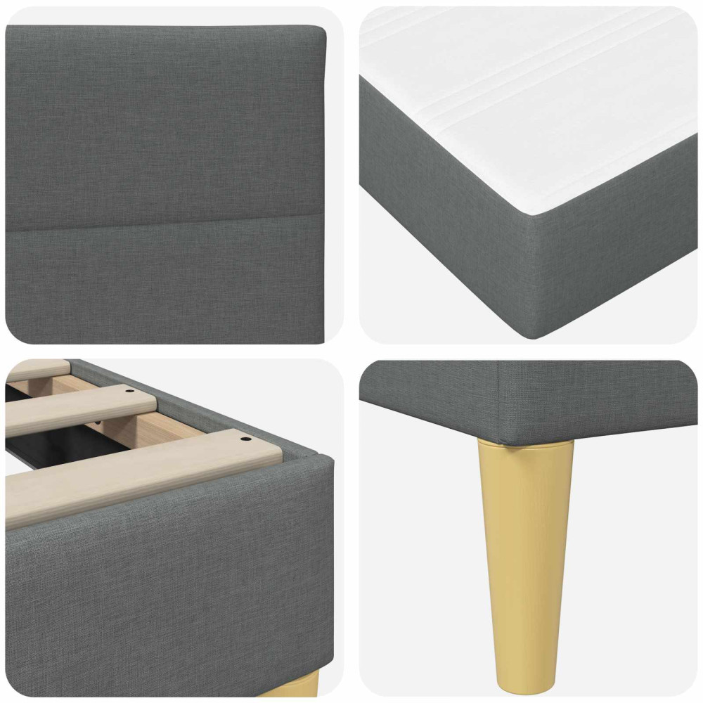 Produktbild för Sängram Mörkgrå 90 x 200 cm Polyester