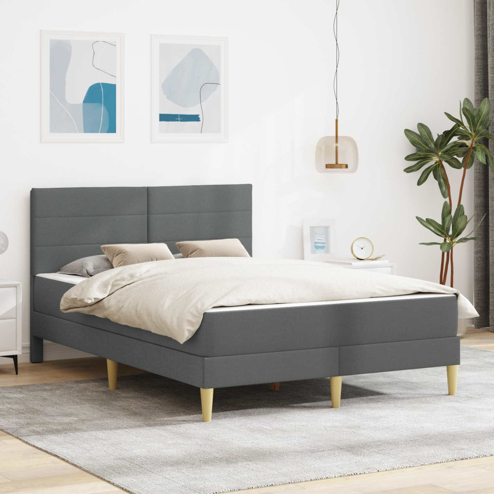 Produktbild för Sängram Mörkgrå 140 x 190 cm Polyester