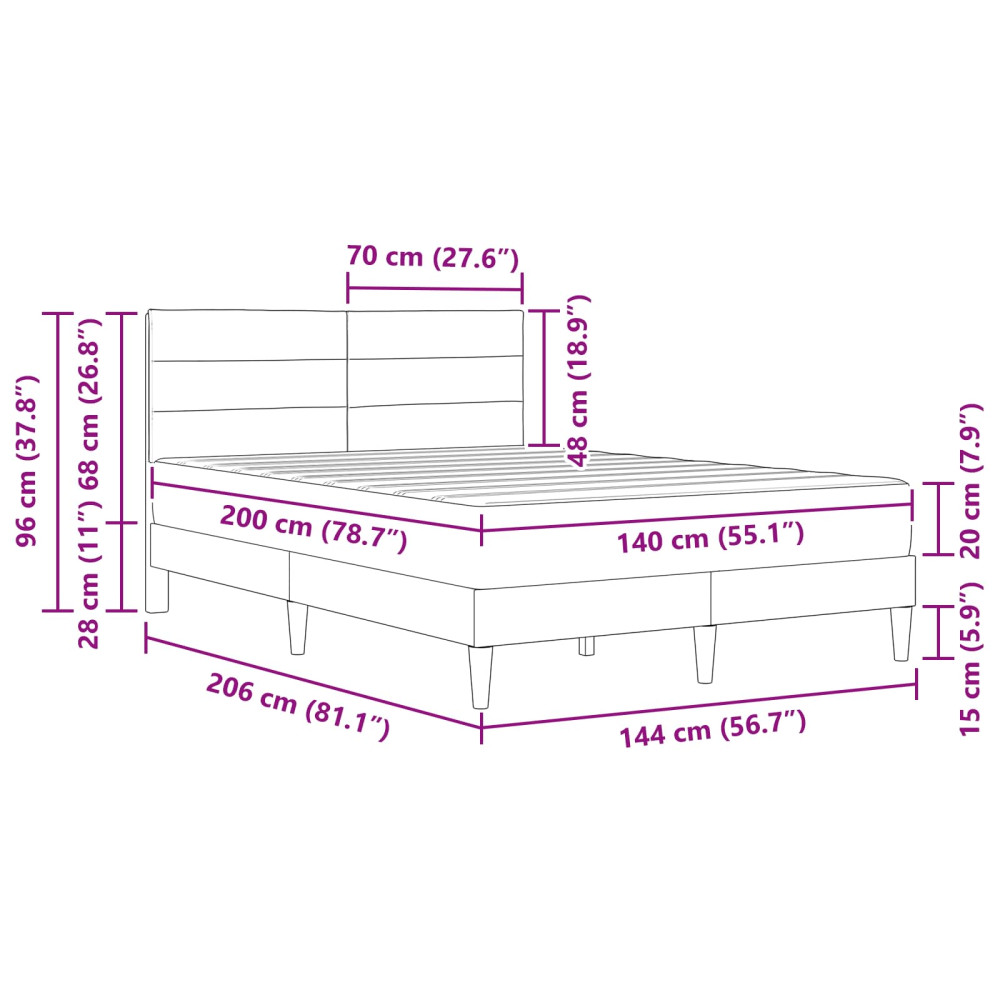 Produktbild för Sängram Taupe 140 x 200 cm Polyester