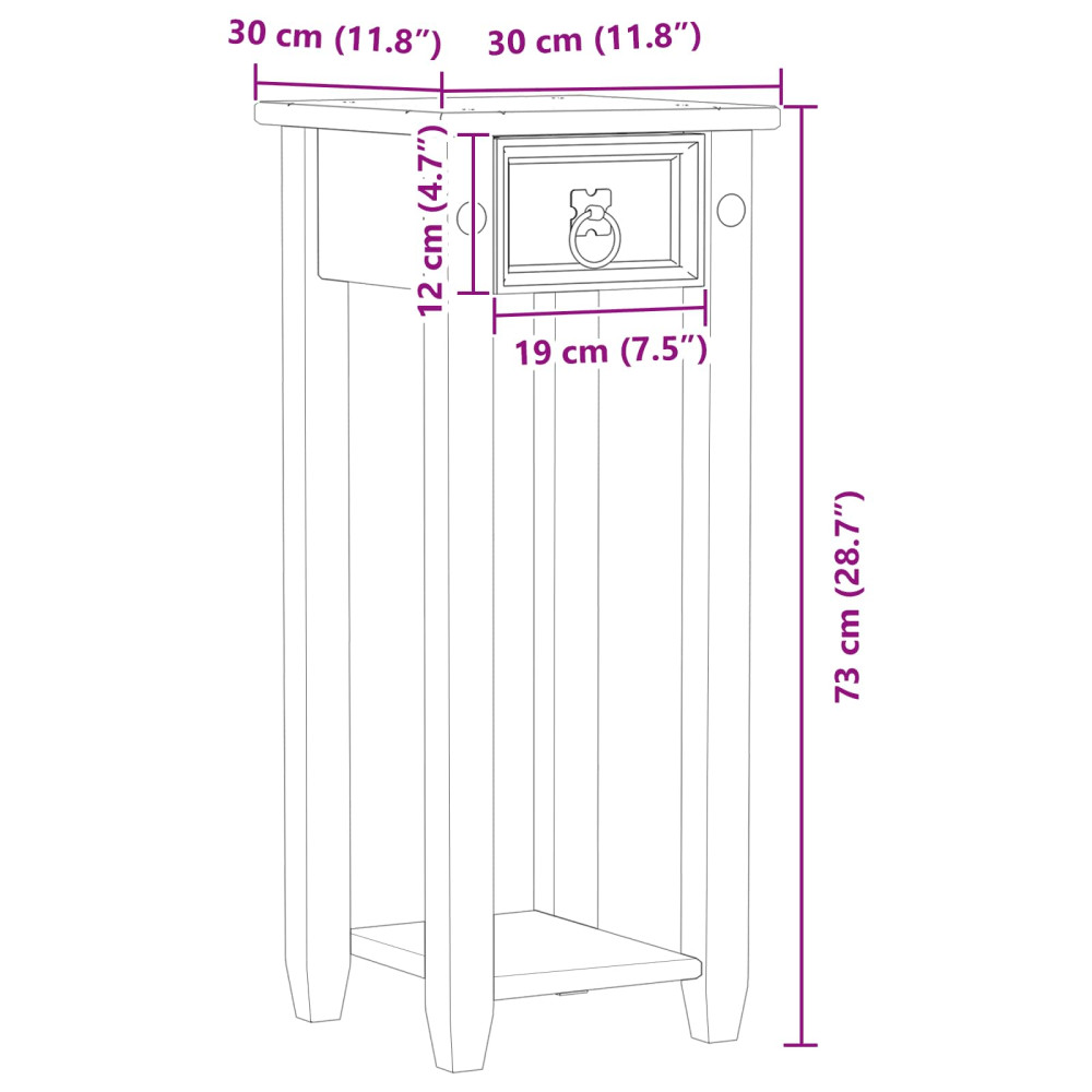 Produktbild för Växtställ Vit 30 x 30 x 73 cm Massiv furu