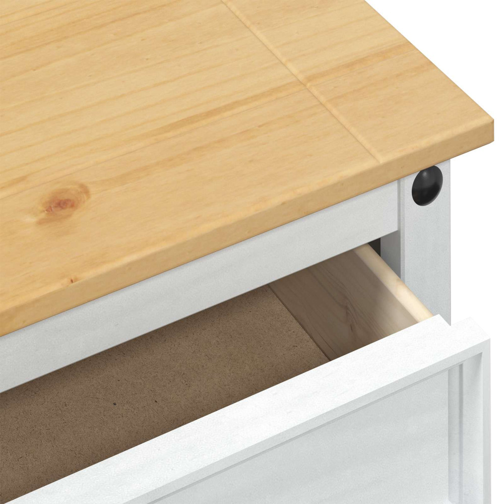 Produktbild för Konsolbord med låda med hylla Vit 73 x 35 x 73 cm Massiv furu
