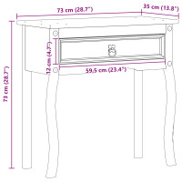 Produktbild för Konsolbord med låda med hylla Vit 73 x 35 x 73 cm Massiv furu
