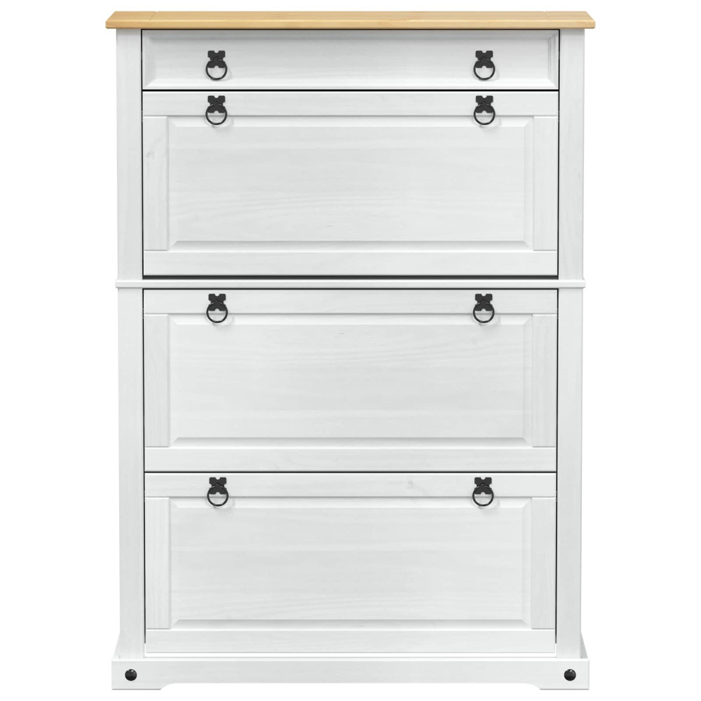 Produktbild för Skoskåp med låda Corona Vit 99 x 32 x 138 cm Massiv furu