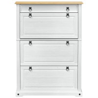 Produktbild för Skoskåp med låda Corona Vit 99 x 32 x 138 cm Massiv furu