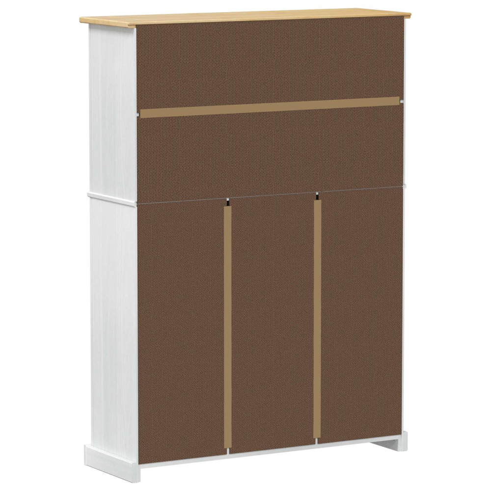 Produktbild för Skoskåp med låda Corona Vit 99 x 32 x 138 cm Massiv furu