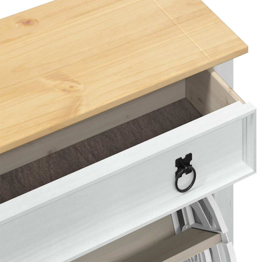 Produktbild för Skoskåp med låda Corona Vit 99 x 32 x 138 cm Massiv furu