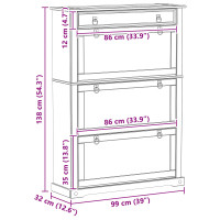 Produktbild för Skoskåp med låda Corona Vit 99 x 32 x 138 cm Massiv furu