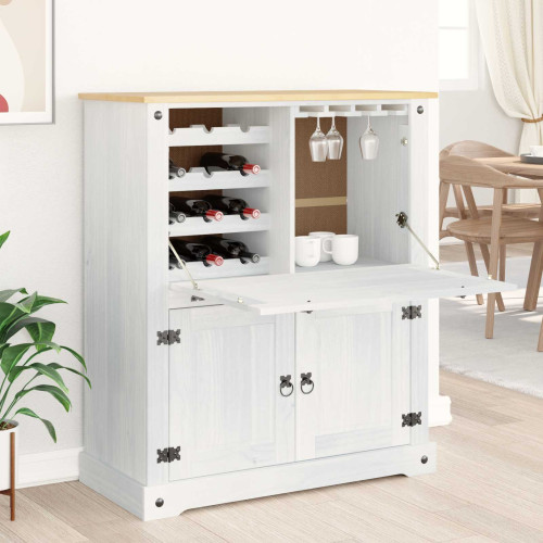 vidaXL Vinskåp Vit 97 x 45 x 114 cm Massiv furu