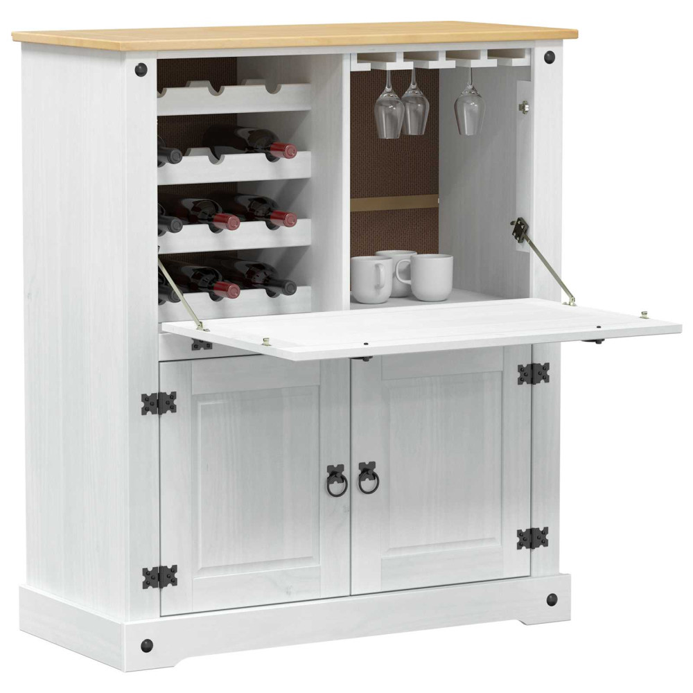 Produktbild för Vinskåp Vit 97 x 45 x 114 cm Massiv furu