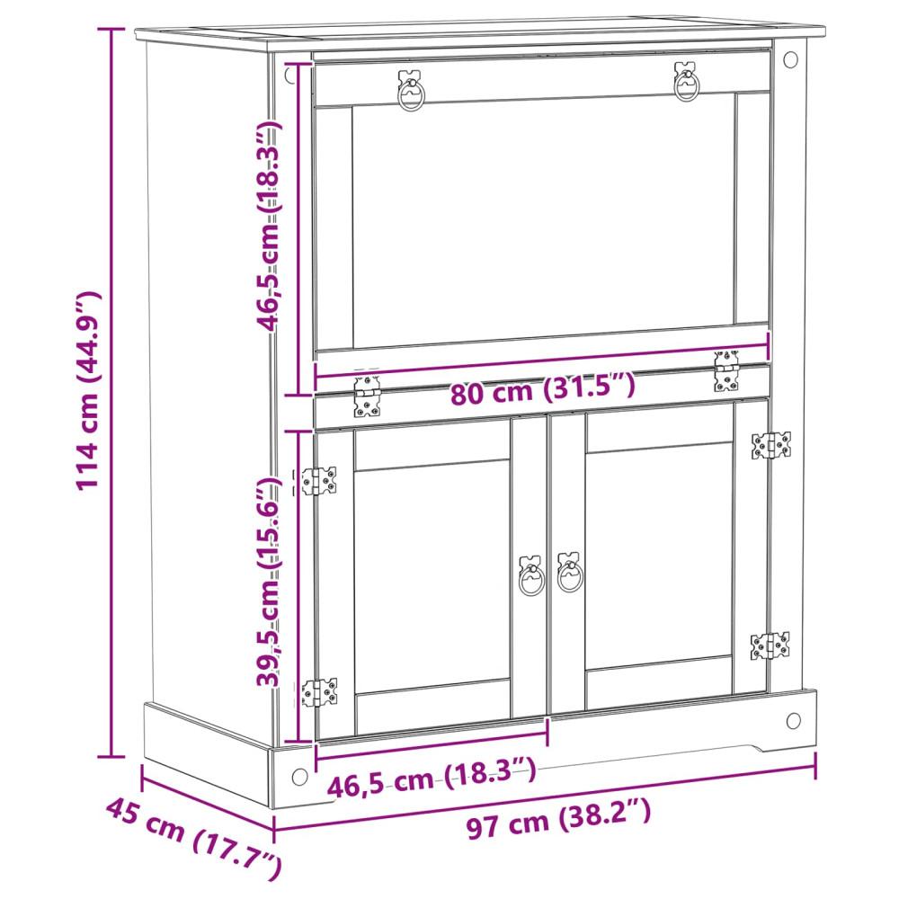 Produktbild för Vinskåp Vit 97 x 45 x 114 cm Massiv furu