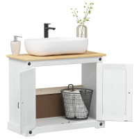 Produktbild för Diskbänksskåp med hylla Vit 73 x 33 x 60 cm Massiv furu