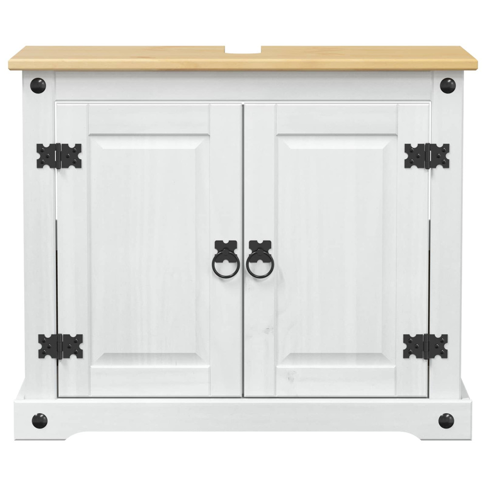 Produktbild för Diskbänksskåp med hylla Vit 73 x 33 x 60 cm Massiv furu