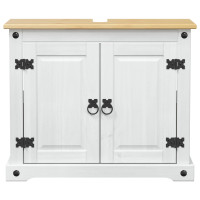 Produktbild för Diskbänksskåp med hylla Vit 73 x 33 x 60 cm Massiv furu