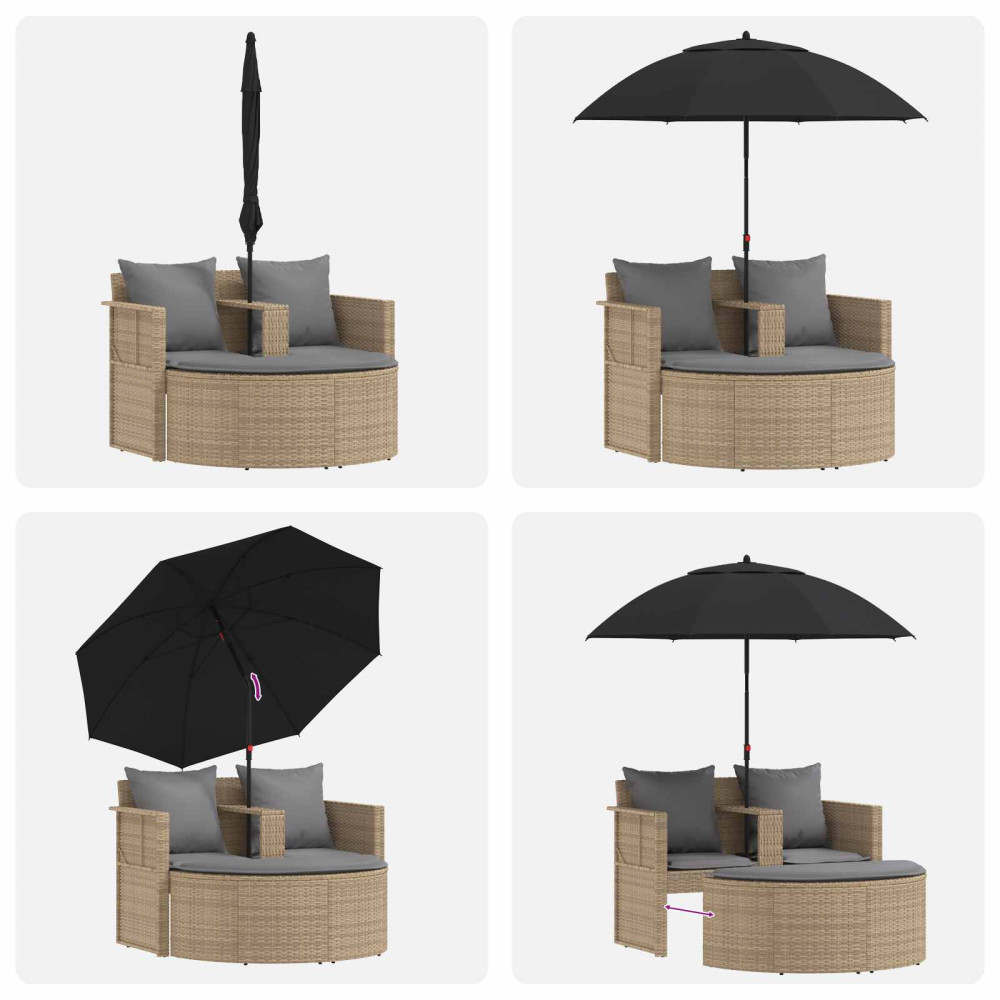 Produktbild för Trädgårdsoffa med kudde 8 pcs Beige och Ljusgrå konstrotting