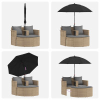 Produktbild för Trädgårdsoffa med kudde 8 pcs Beige och Ljusgrå konstrotting