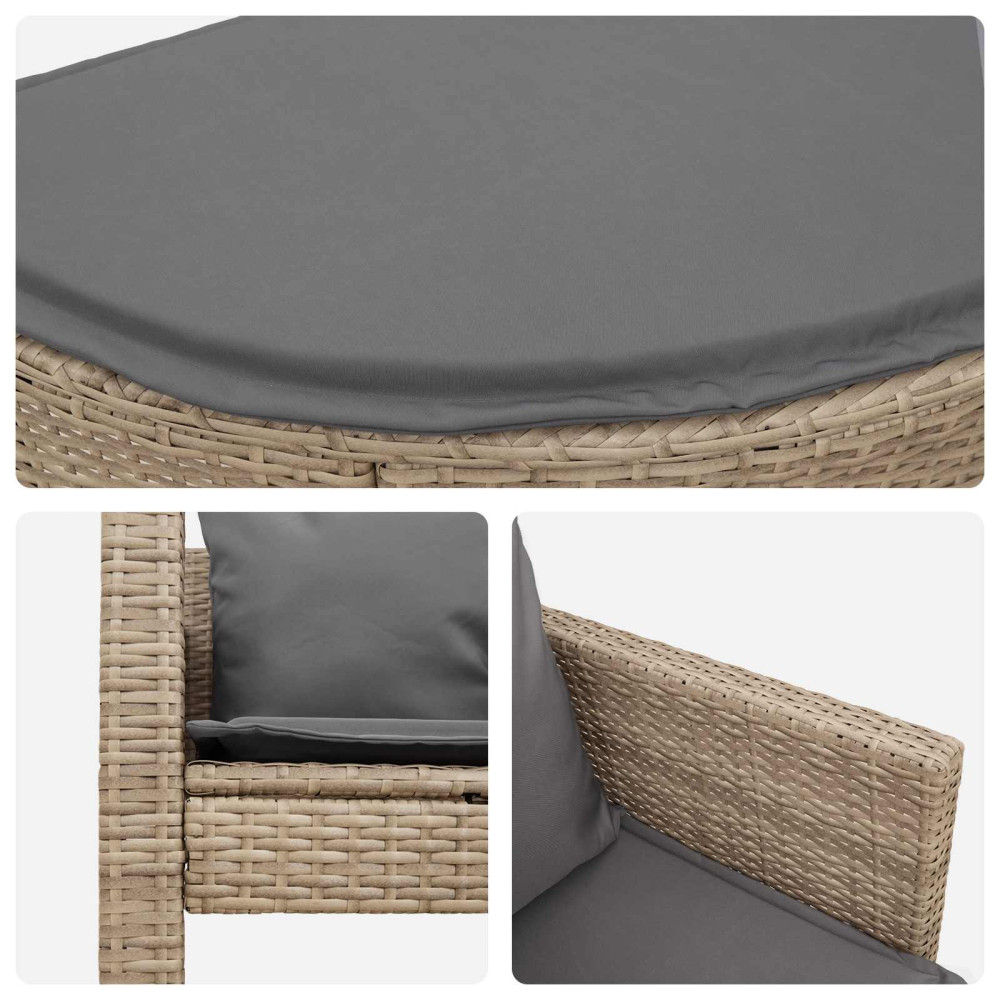 Produktbild för Trädgårdsoffa med kudde 8 pcs Beige och Ljusgrå konstrotting