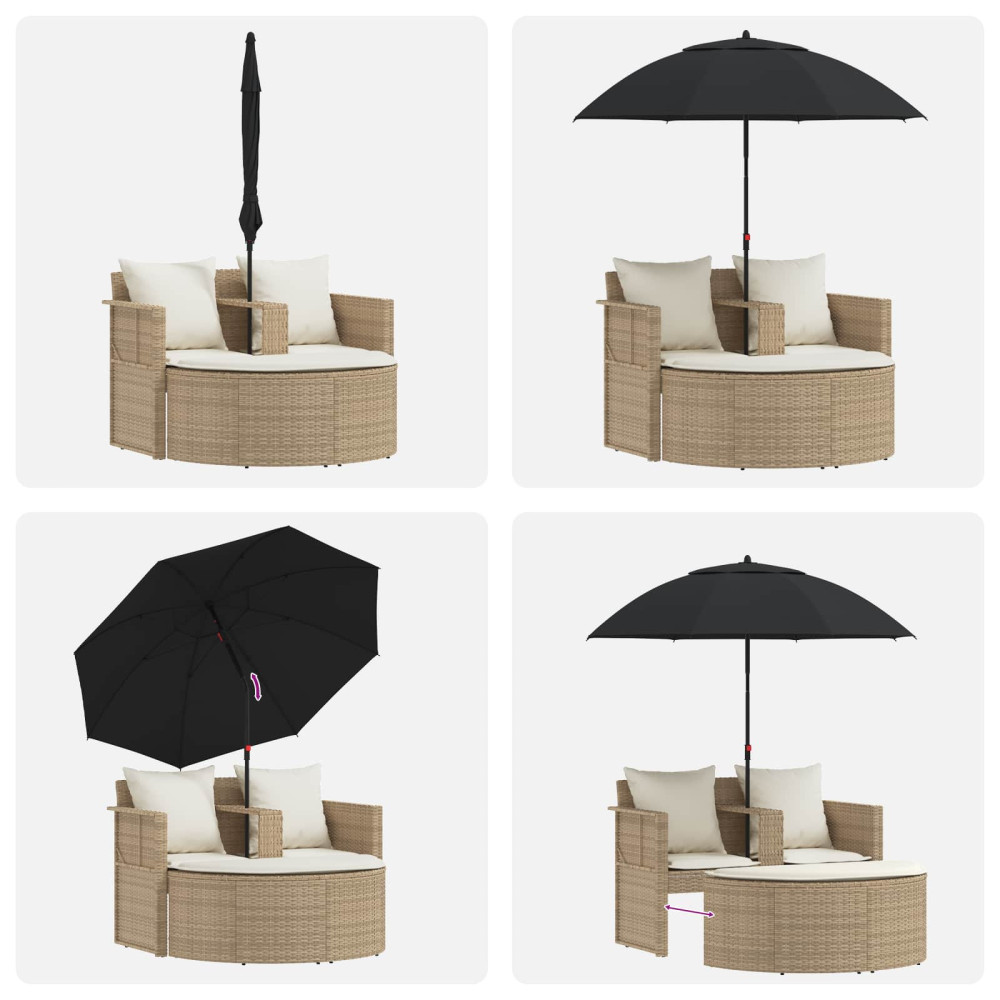 Produktbild för Trädgårdsoffa med kudde 8 pcs Beige och krämvit konstrotting