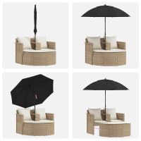 Produktbild för Trädgårdsoffa med kudde 8 pcs Beige och krämvit konstrotting