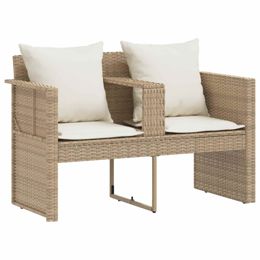 Produktbild för Trädgårdsoffa med kudde 8 pcs Beige och krämvit konstrotting