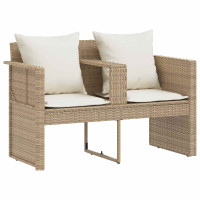 Produktbild för Trädgårdsoffa med kudde 8 pcs Beige och krämvit konstrotting
