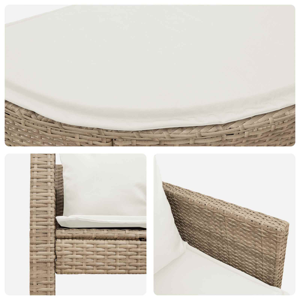 Produktbild för Trädgårdsoffa med kudde 8 pcs Beige och krämvit konstrotting