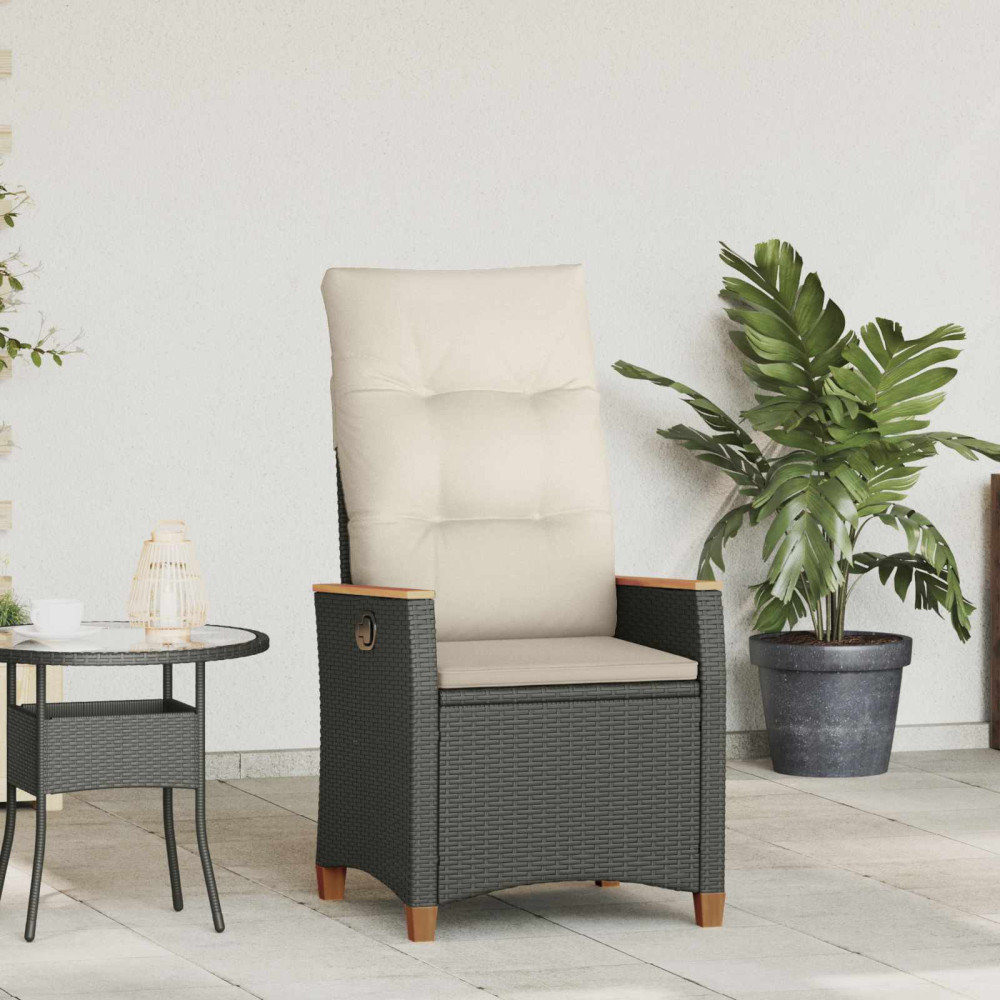 Produktbild för Fällbar trädgårdstol Svart och kräm 64 x 57,5 x 112 cm
