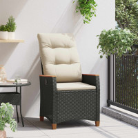 Produktbild för Fällbar trädgårdstol Svart och kräm 64 x 57,5 x 112 cm