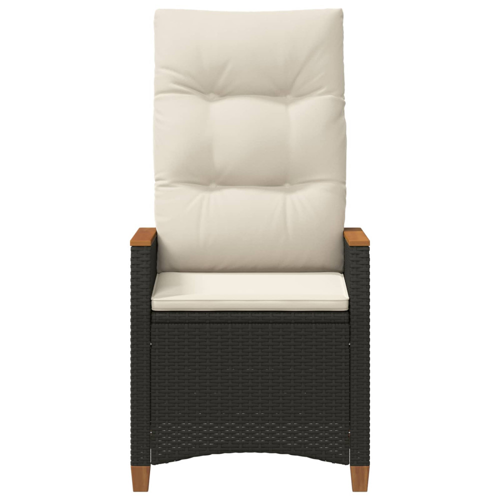 Produktbild för Fällbar trädgårdstol Svart och kräm 64 x 57,5 x 112 cm