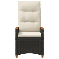 Produktbild för Fällbar trädgårdstol Svart och kräm 64 x 57,5 x 112 cm