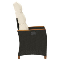 Produktbild för Fällbar trädgårdstol Svart och kräm 64 x 57,5 x 112 cm