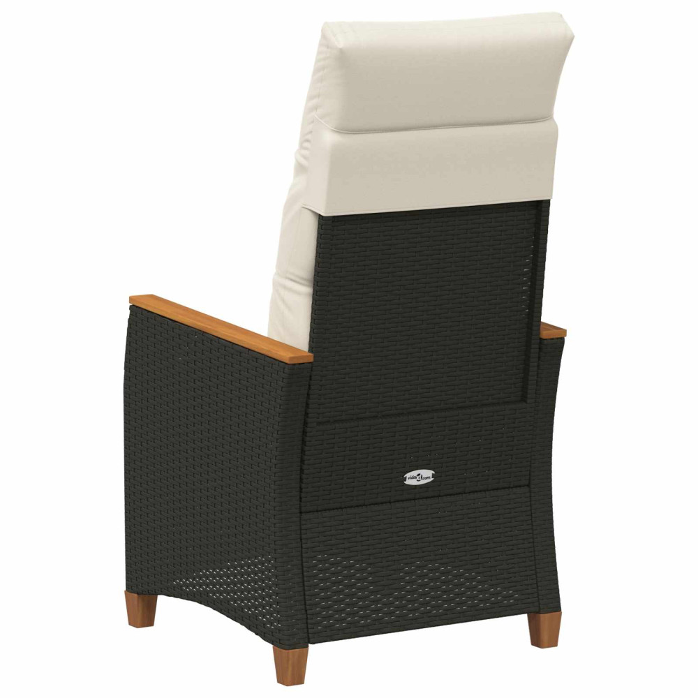 Produktbild för Fällbar trädgårdstol Svart och kräm 64 x 57,5 x 112 cm