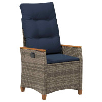 Produktbild för Fällbar trädgårdstol Grå och Marinblå 64 x 57,5 x 112 cm