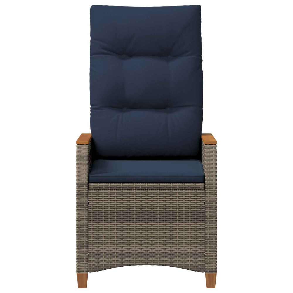 Produktbild för Fällbar trädgårdstol Grå och Marinblå 64 x 57,5 x 112 cm