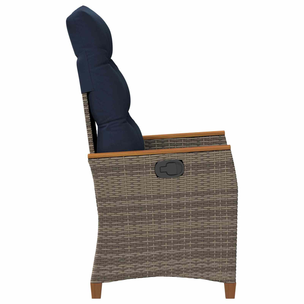 Produktbild för Fällbar trädgårdstol Grå och Marinblå 64 x 57,5 x 112 cm