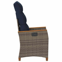 Produktbild för Fällbar trädgårdstol Grå och Marinblå 64 x 57,5 x 112 cm