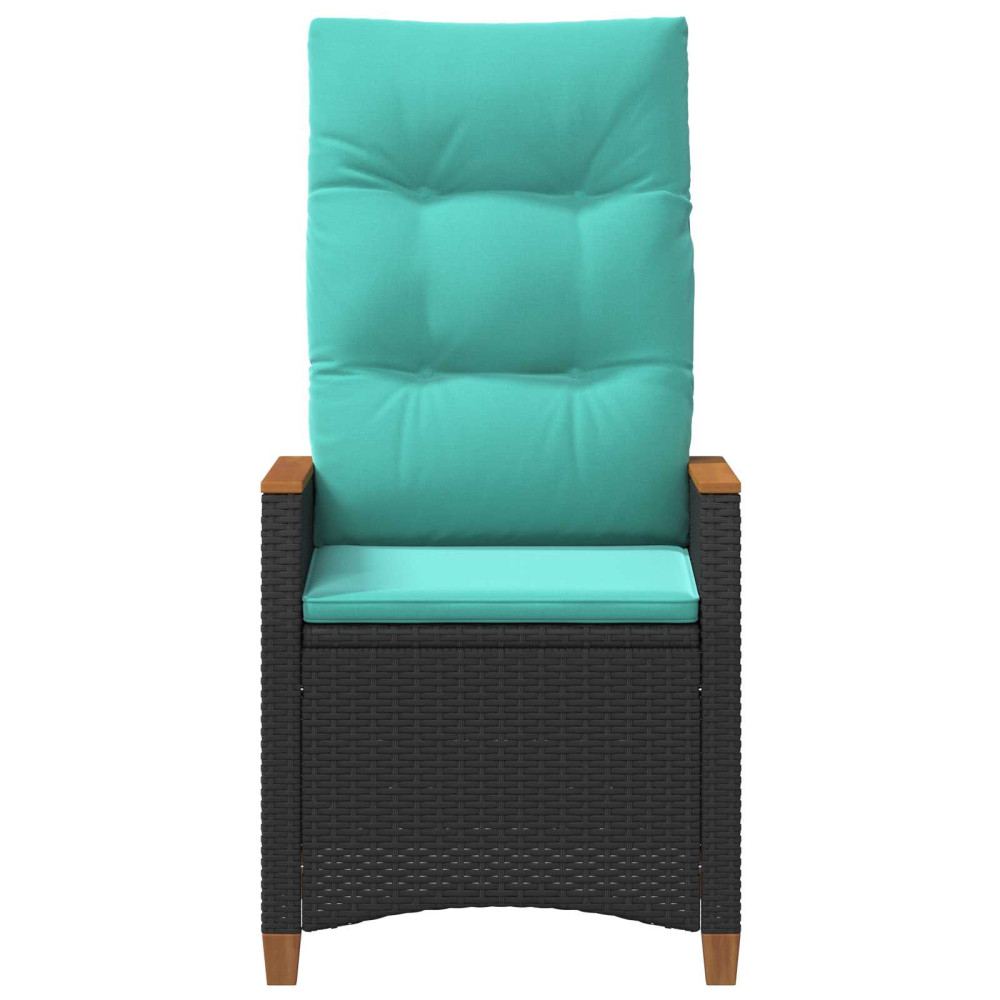 Produktbild för Fällbar trädgårdstol Svart och turkos 64 x 57,5 x 112 cm