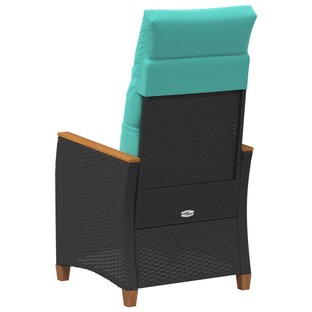 Produktbild för Fällbar trädgårdstol Svart och turkos 64 x 57,5 x 112 cm