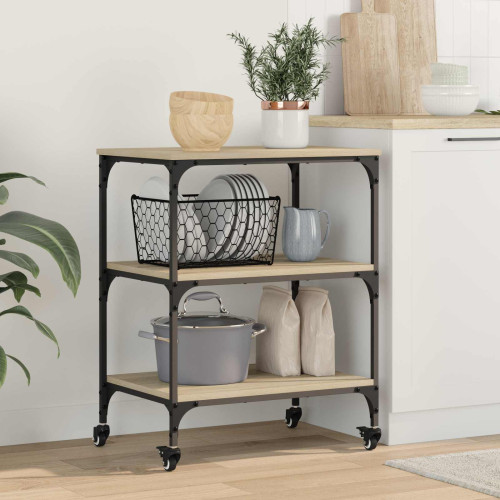 vidaXL Köksvagn Sonoma-ek 60 x 41 x 76 cm Konstruerat trä