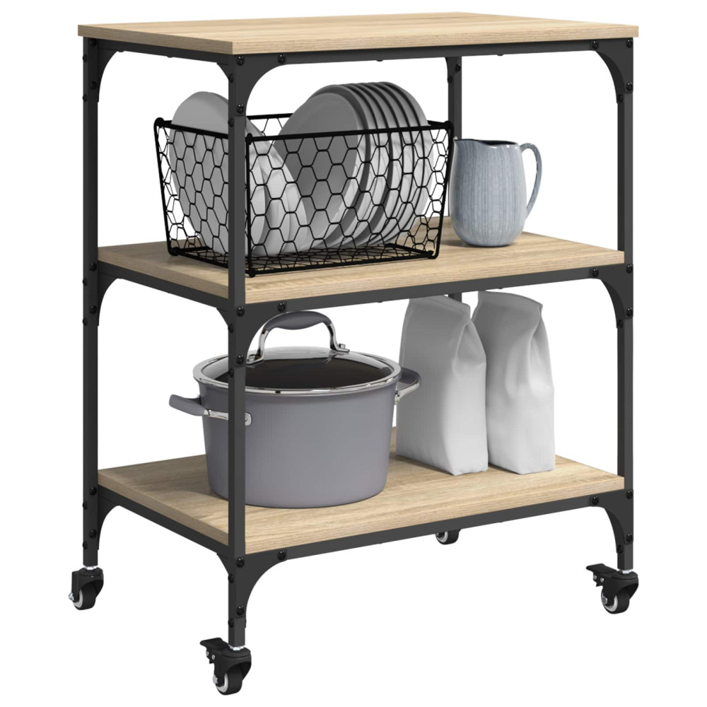 Produktbild för Köksvagn Sonoma-ek 60 x 41 x 76 cm Konstruerat trä