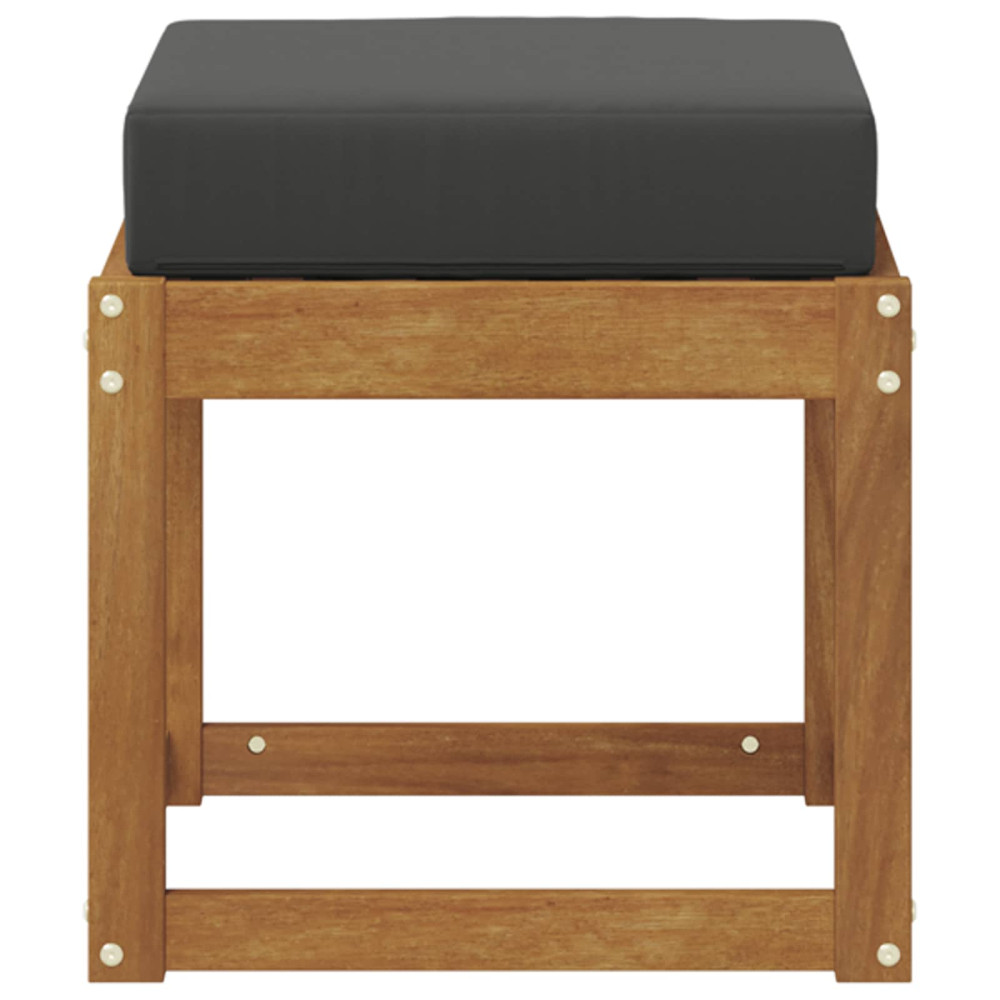 Produktbild för Pallbänk med kudde Naturlig och Antracit 43 x 43 x 37 cm