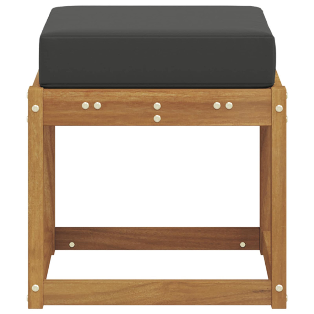 Produktbild för Pallbänk med kudde Naturlig och Antracit 43 x 43 x 37 cm