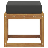 Produktbild för Pallbänk med kudde Naturlig och Antracit 43 x 43 x 37 cm