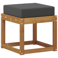 Produktbild för Pallbänk med kudde Naturlig och Antracit 43 x 43 x 37 cm