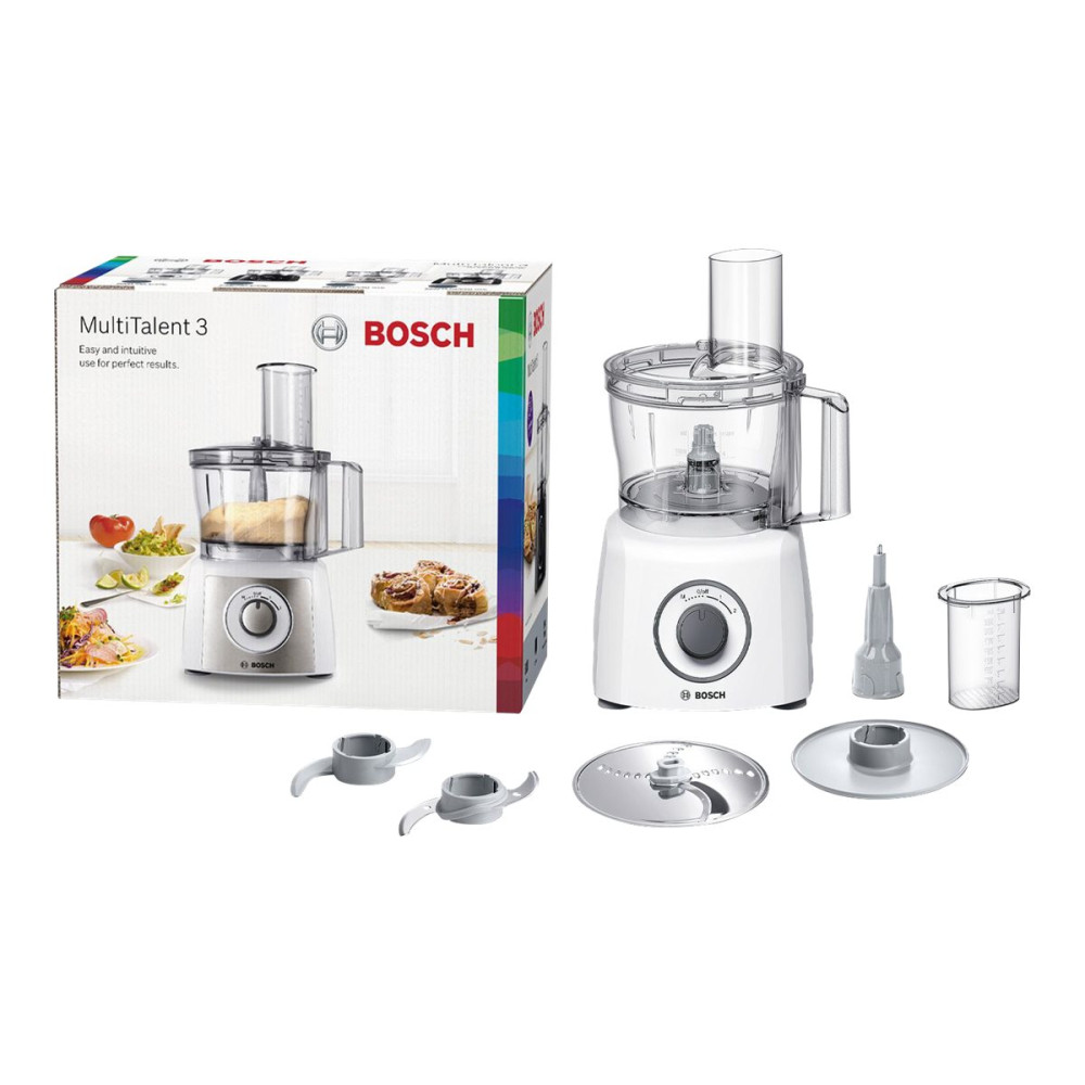 Produktbild för Bosch MultiTalent 3 MCM3100W - matberedare - 800 W - vit / grå