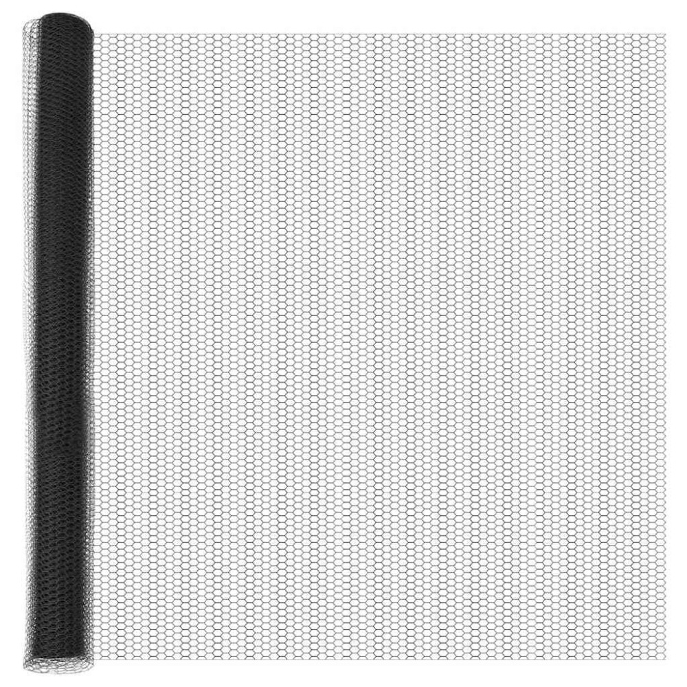 Produktbild för Sexkantigt staket med stolpe 10 x 1,5 m PVC-belagda stål Grå