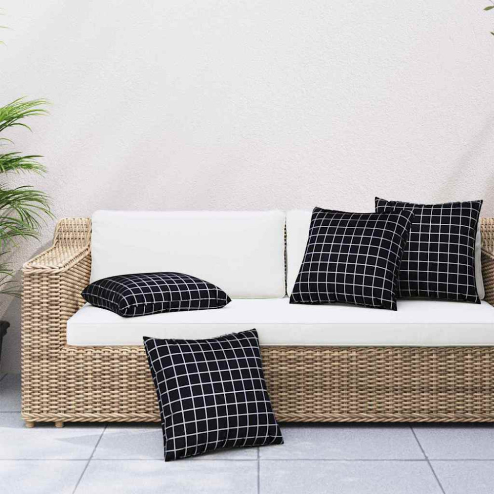 Produktbild för Spridda Kuddar 4 pcs Svart Rutigt 40 x 40 cm Polyester Tyg
